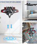 Foam RC Plane Fighter Jet with auto hover and 360 flip aerial stunts in headless mode, colorful LED lights for beginners indoors.