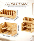 3 Piece Bamboo Water Bottle Organizer And Tumbler Lid Organizer Set With Two Tier Rack And Cup Lid Holder in kitchen