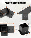 Product specifications for 30 Degree Slanted Pergola Bracket Kit for 4x4 Wood Pergolas showing dimensions and features.