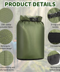 Three Pack Waterproof Dry Bags Set Ultralight Lightweight Dry Sacks 6L 10L 20L For Hiking Camping Kayaking Boating And Swimming