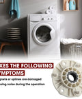 MBF618448 Washer Rotor Hub Bulletproof Build And Hassle Free Swap Replacement For LG And Kenmore Washing Machines shown in a modern laundry setting.