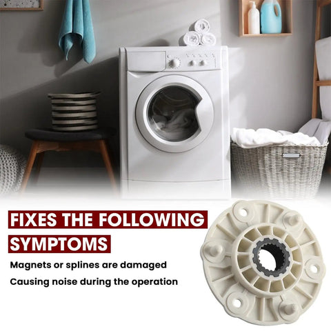 MBF618448 Washer Rotor Hub Bulletproof Build And Hassle Free Swap Replacement For LG And Kenmore Washing Machines shown in a modern laundry setting.