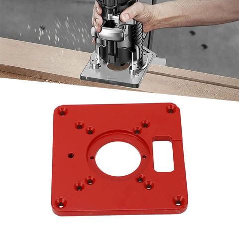 Heavy Duty Aluminum Router Table Insert Plate For Woodworking, Built Tough Universal Design in red with bit access