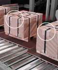 Beefy Steel Strapping For Pallets, One Half Inch Wide, 0.020 Inch Thick, Core 16x3, 2,940 Feet Roll used on wrapped pallets