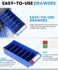 Heavy Duty 75 Drawer Parts Cabinet With 26 By 9 By 36 Inch Steel Frame And ABS Drawers Multi Purpose Nut And Bolt Organizer