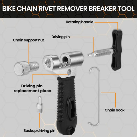 Bike Chain Repair Kit With Break Tool Master Link Pliers Chain Wear Checker And Opener Closer Remover Pliers, Rotating Handle