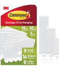 Damage-Free Picture Hanging Strips Set With 64 Strips For Large 15Lb, Medium 10Lb And Small 5Lb Frames, No Tools Required, No Nails Needed