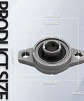 Pillow block bearing with 12 mm inner diameter, zinc alloy flange mount - front view.
