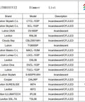 Table of compatible dimmers for incandescent, CFL, and LED lighting with brands like Lutron and Leviton.