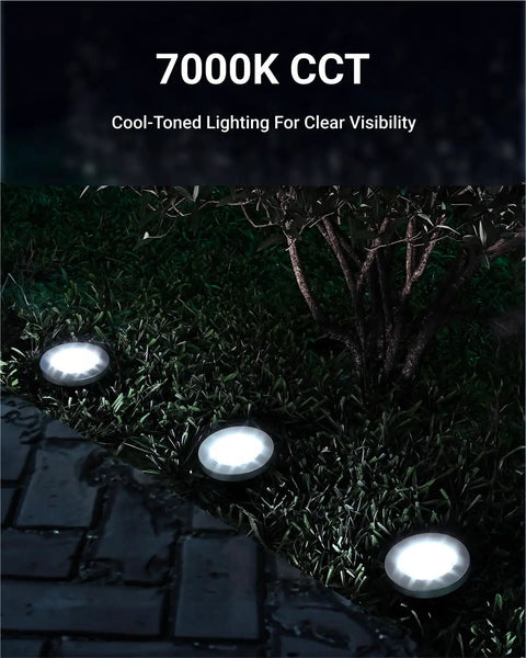 12 Pack Solar Path Lights Outdoor LED Garden Lights Waterproof Dusk to Dawn Landscape Pathway Stakes 7000K Diamond White IP65 Weatherproof