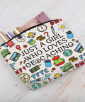 Geocaching Makeup Bag Gift For Her Just A Girl Who Loves Geocaching Outdoor Lover Organizer Bag That Fits Makeup And Gear