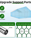 Diagram of Heavy Duty Walk In Chicken Run Pen 10x20 Feet With Predator Proof Galvanized Hardware Cloth Cage and features.