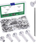 Rivets Assortment Kit With 150Pcs M6 Aluminum Flat Head Semi Tubular Rivets In 8mm 16mm 20mm 25mm 30mm Sizes Plus One Installer Setter Tool