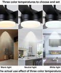 52 Inch Black Ceiling Fan With Light And Remote, Ultra Quiet DC Motor, Dimmable 3CCT LED showing warm, neutral, white light