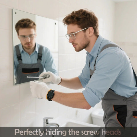 Straight Up Premium Stainless Steel Decorative Screw Covers Smooth Brushed Finish 16 Mm Hidden Mirror Screws used for installation.