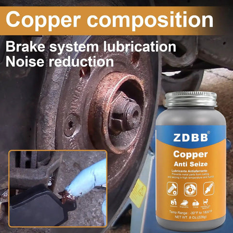 Copper Anti Seize Lubricant Paste With Brush Top Bottle for Spark Plugs Brake Pads Threads and Nuts High Temp Automotive Use