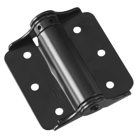 Adjustable Spring Loaded Self Closing Door Hinges 3 Inch Black Heavy Duty 2 Pack Surface Mount No Mortise Required for Interior and Exterior Doors That Fit Tight Spaces and Deliver Quiet Smooth Operation