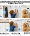 Ultra Thin Magnetic Cabinet Magnets stop child and pet from opening white cabinet doors.