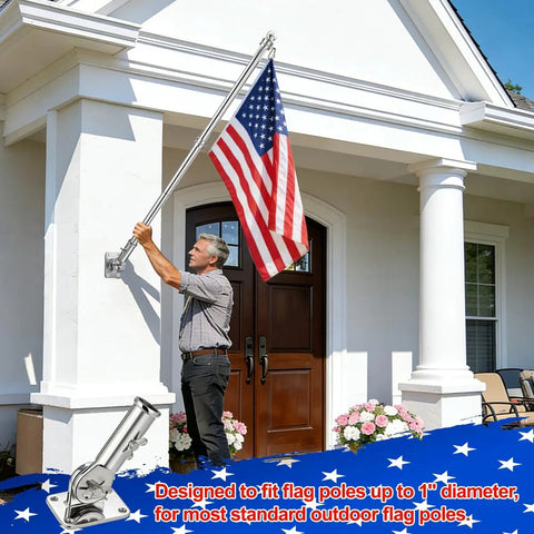 Installing 180 Degree Adjustable Flag Pole Holder Mount In Marine Grade 316 Stainless Steel For Outdoor Use Fits 1 Inch Flag Poles