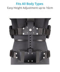Back view of Comfort Arm and Vest Rig showing adjustable straps for handheld camera stabilizers.