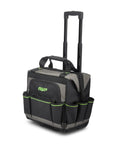 Rolling Tool Bag For Pros And Contractors Water Resistant Tough Gear Tote With Adjustable Handle Black Worksite Organizer Featuring Multiple Pockets And A Big Main Compartment For Easy Tool Access