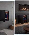 Heavy Duty Aluminum Access Panel For Drywall With Hinged Black Finish 12 By 12 Inch installed for plumbing access in modern interiors.