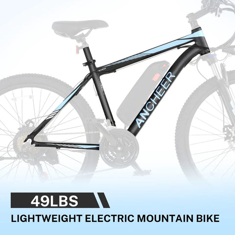 26 Inch Electric Mountain Bike for Adults With Peak 749W Motor, Trail Ready 19.8 Mph Ebike black frame detail