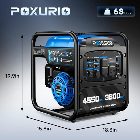 4550 Watt Portable Inverter Generator For Home Use Open Frame Gas Powered Quiet Lightweight Emergency Backup EPA Compliant Eco Mode