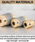 Diamond Glass Grinder Bits Set For Stained Glass Tools Copper Core Diamond-Coated Drill Heads In 1 Inch 3/4 Inch And 1/4 Inch Sizes