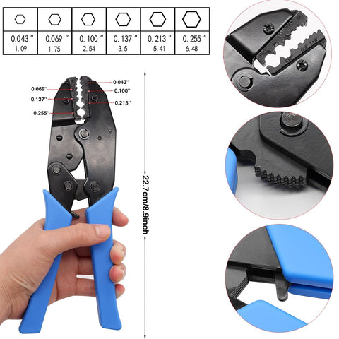 Coaxial Cable Tool Kit With Heavy Duty BNC Crimp Tool And 10 Pcs BNC Male Connectors held in hand, close-up