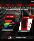 Front view HVAC refrigerant leak detector ALD-200 PRO, rechargeable, 2.6-inch color display, visual and audible alarm
