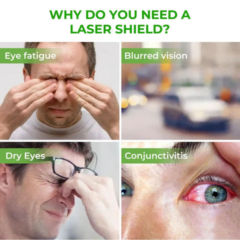 Eye strain symptoms including eye fatigue, blurred vision, dry eyes, and conjunctivitis emphasizing need for Industrial Certified Heavy Duty Fiber Laser Safety Shield Window Panel Offering Ridiculously Solid OD6 Infrared Blocking For 980 1064 1080Nm Engraving And Marking Machines.