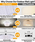 Comparison of handmade purple cotton shade versus machine-made shade with differences in lighting quality and size