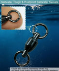Ball Bearing Swivel Set 46 Piece Black Nickel Finish Barrel Swivels For Trolling And Freshwater Fishing Ultra Smooth 360 Degree Rotation Stainless Steel Bearings Reduces Line Twist And Improves Hookups, black nickel swivel close-up
