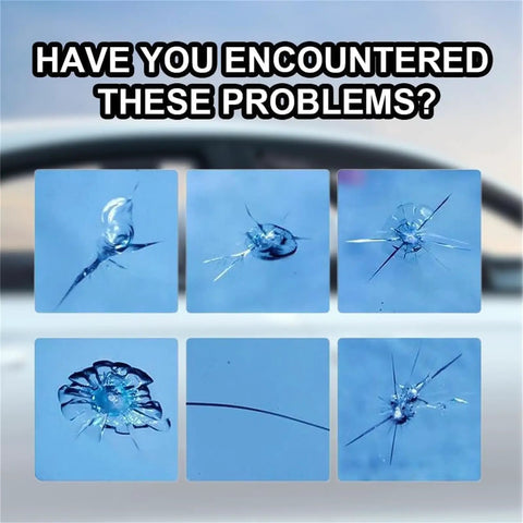 Types of windshield cracks shown as chips, bulls-eye, and star cracks. Windshield Crack Repair Kit Two Pack For Chips And Star Shaped Cracks Quick Fix Glass Repair Fluid With Fast Cure Looks Like New In Twenty Minutes Upgraded 2024 Car Window Glass Repair Kit For Home And Auto.