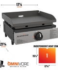 Portable 17 Inch Tabletop Griddle With Stainless Front Plate And Powder Coated Steel, Lightweight And Carry Friendly
