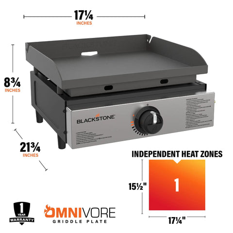 Portable 17 Inch Tabletop Griddle With Stainless Front Plate And Powder Coated Steel, Lightweight And Carry Friendly
