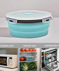 8 Piece Silicone Collapsible Food Storage Bowl With Lid in microwave, freezer, dishwasher; space saving for RV and camping.