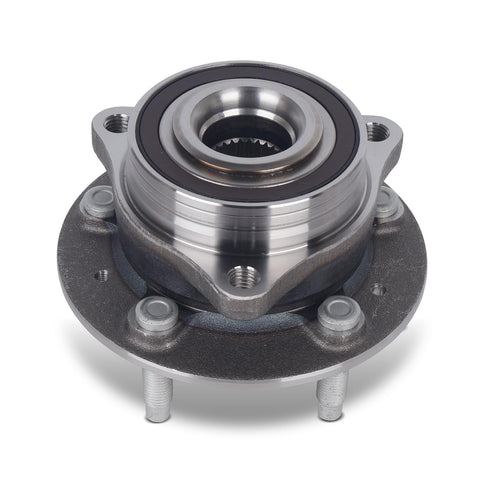 Plug And Play Front And Rear Wheel Bearing And Hub Assembly Fit For Chevy Equinox Malibu Trailblazer GMC Terrain Cadillac CT4 Buick Encore GX Regal Sportback TourX 2018 To 2024 2020 To 2022 AWD Compatible, front view of 5-lug hub with sealed bearing