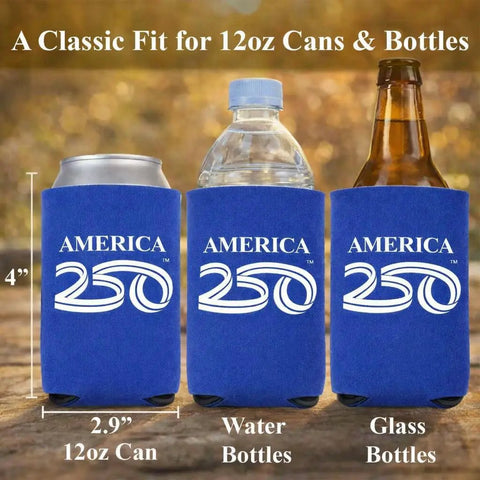 America 250th Celebration Beverage Cooler Set Of 2 Navy Insulated Drinkware showcasing fit for 12oz cans and bottles