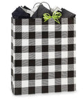 Buffalo Plaid Black Paper Shopping Bags Queen Size 16 X 6 X 19In 200 Pack Eco Friendly Recycled Kraft Paper Great For Gift Wrapping