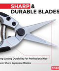 Close-up of K18A Straight Pruning Shears Florist Scissors Multi Tasking Garden Snips with sharp pro-grade Japanese blades.