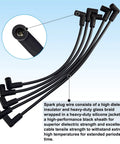 DIY Ready Tune Up Kit With Distributor Cap Rotor 4 Spark Plugs And 5 Spark Plug Wires For 3.0L 4 Cylinder Marine Engine With Delco EST Ignition Replaces 8M0061335 8M0060495 898253T29 showing spark plug wires with dielectric insulator and glass braid