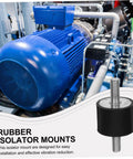 Heavy Duty Rubber Vibration Reduction Mounts For Equipment, Shock Absorber Isolators For Fitness Gear, HVAC Units, Bicycles And Air Compressors, Built Tough To Damp Vibration And Prevent Deformation., black rubber isolator mount with threaded bolt for HVAC motor