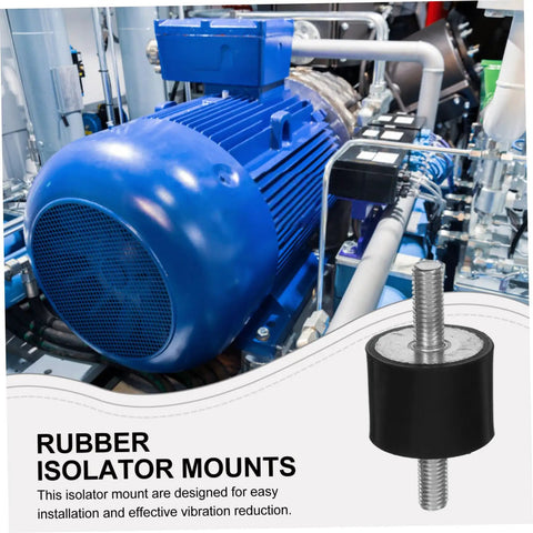 Heavy Duty Rubber Vibration Reduction Mounts For Equipment, Shock Absorber Isolators For Fitness Gear, HVAC Units, Bicycles And Air Compressors, Built Tough To Damp Vibration And Prevent Deformation., black rubber isolator mount with threaded bolt for HVAC motor