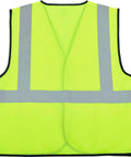 Built Dang Tough Class Two High Vis Safety Vest In True Lime Polyester With Wide Silver Reflective Tape quick hook loop closure L XL back view