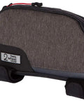 Ride Ready Top Tube Frame Bag 1L Gas Tank Style Bike Bag With Waterproof Zippers, side view, black and grey fabric, attached straps