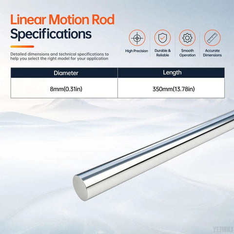 Smooth Ride 2 Pack 8mm By 350mm Linear Motion Rods Heavy Duty Shafts For Precise CNC Builds, 3D Prints And DIY Projects Using Carbon Steel specifications.
