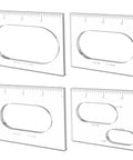 Oval Inlay Router Template Set For Woodworking, 4 Pcs Elliptical Jig Templates With 4 Inch Ruler, transparent acrylic design