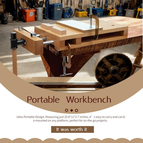 Portable Beech Woodworking Bench Vise With Four Bench Dogs Two Clips And G Type Fixing Clips Desktop Workbench Kit in garage